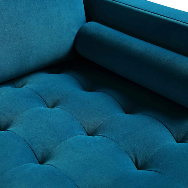 Henrietta Teal Velvet Grand 4-Seater Chaise End Sofa, Left Hand Facing