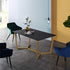 SIERRE 6 Seater Dark Oak Dining Table with Geometric Metal Legs