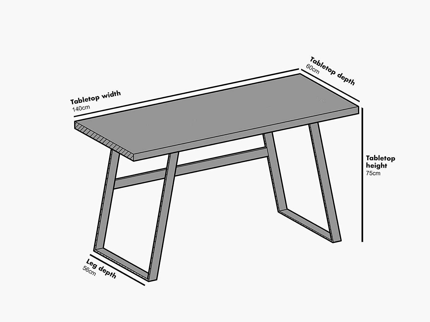 KLOTEN Oak Desk with Black Metal Legs