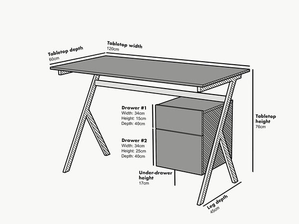 SION Desk with Drawer & Cupboard Oak