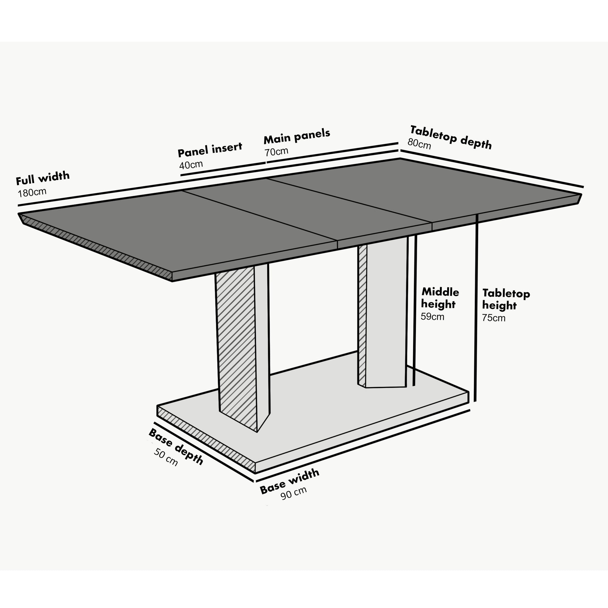 Goswell Concrete Effect Extending Dining Table 6 to 8 Seater