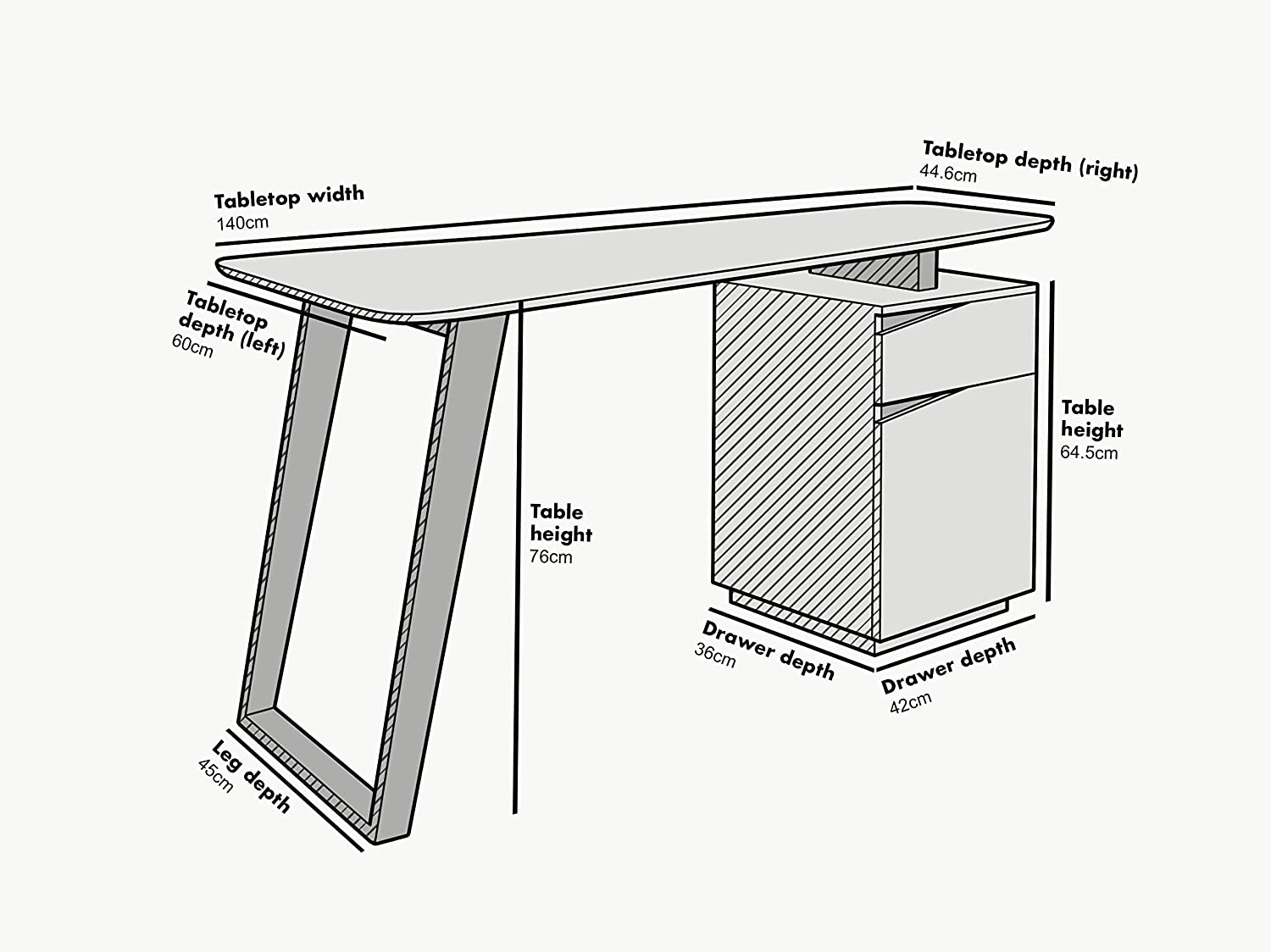 Soren Oak and White Desk with Cupboard