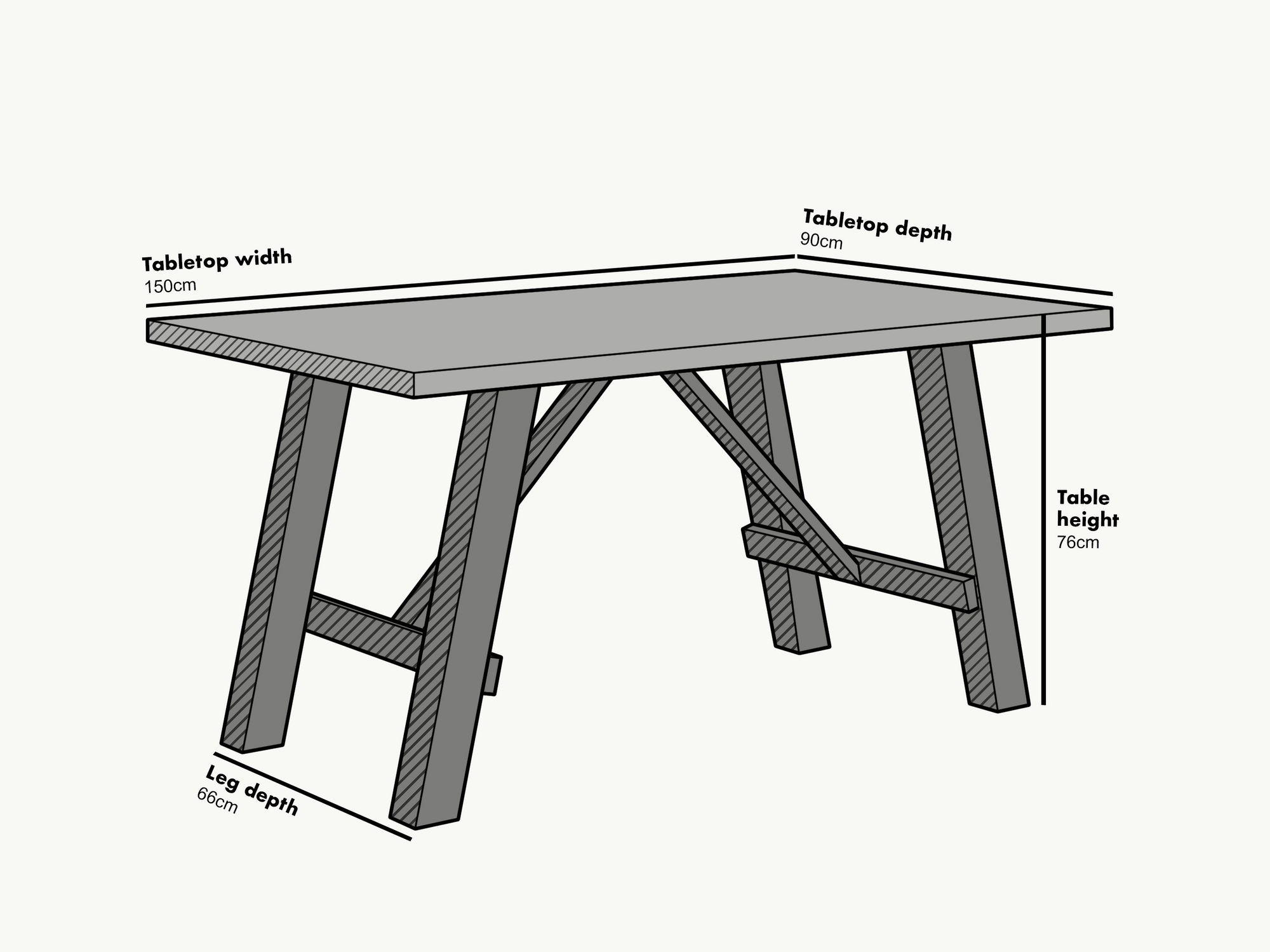 Lambeth Concrete effect 150cm Dining Table