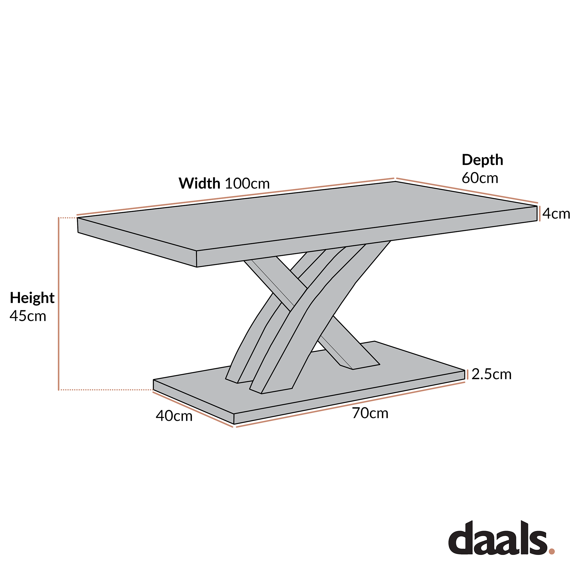 Basel High Gloss White Coffee Table with Stainless Steel Base