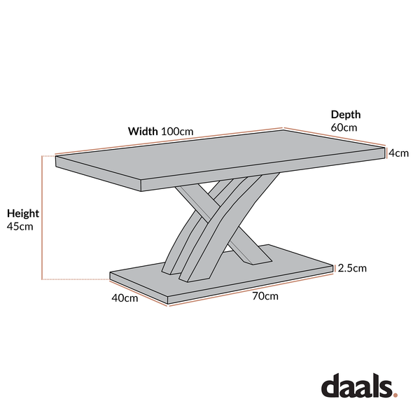 Basel High Gloss White Coffee Table with Stainless Steel Base