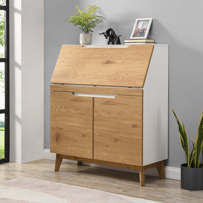 Ernest Writing Bureau in White & Oak Colour