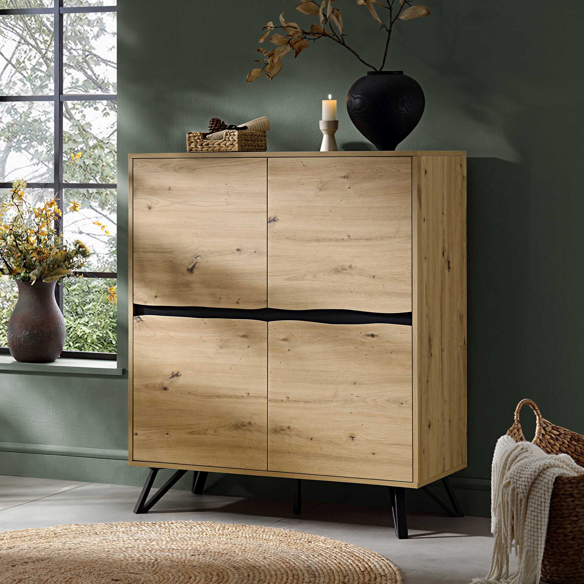 Weston Oak Effect 4 door Cabinet