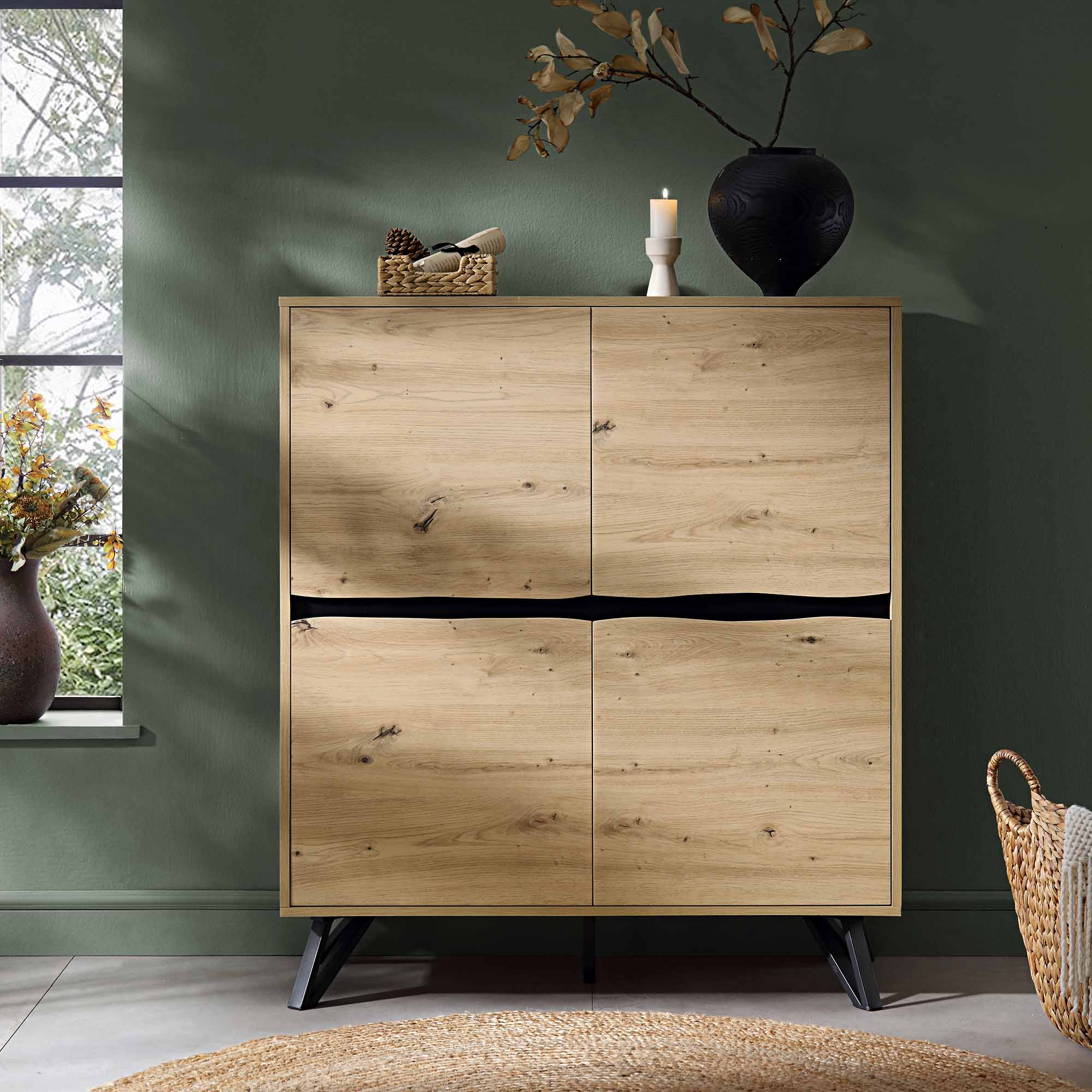Weston Oak Effect 4 door Cabinet