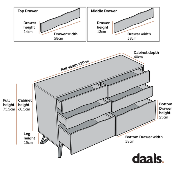 Weston Oak Effect 6 Drawer Chest of Drawers