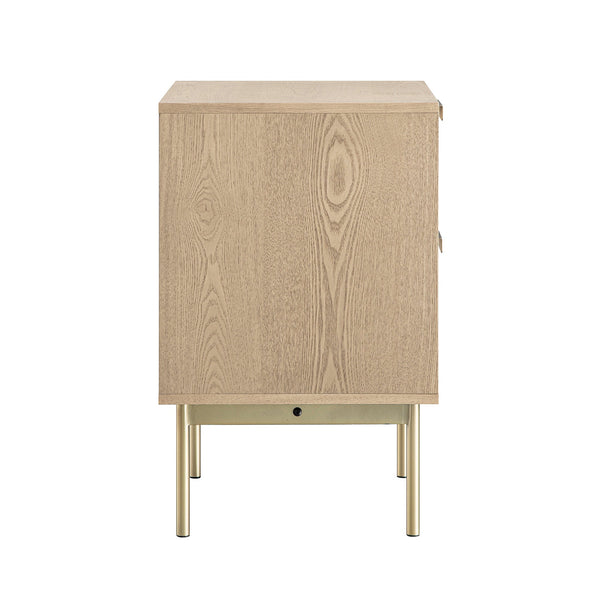 Richmond Ridged 2 Drawer Bedside Table, Light Ash