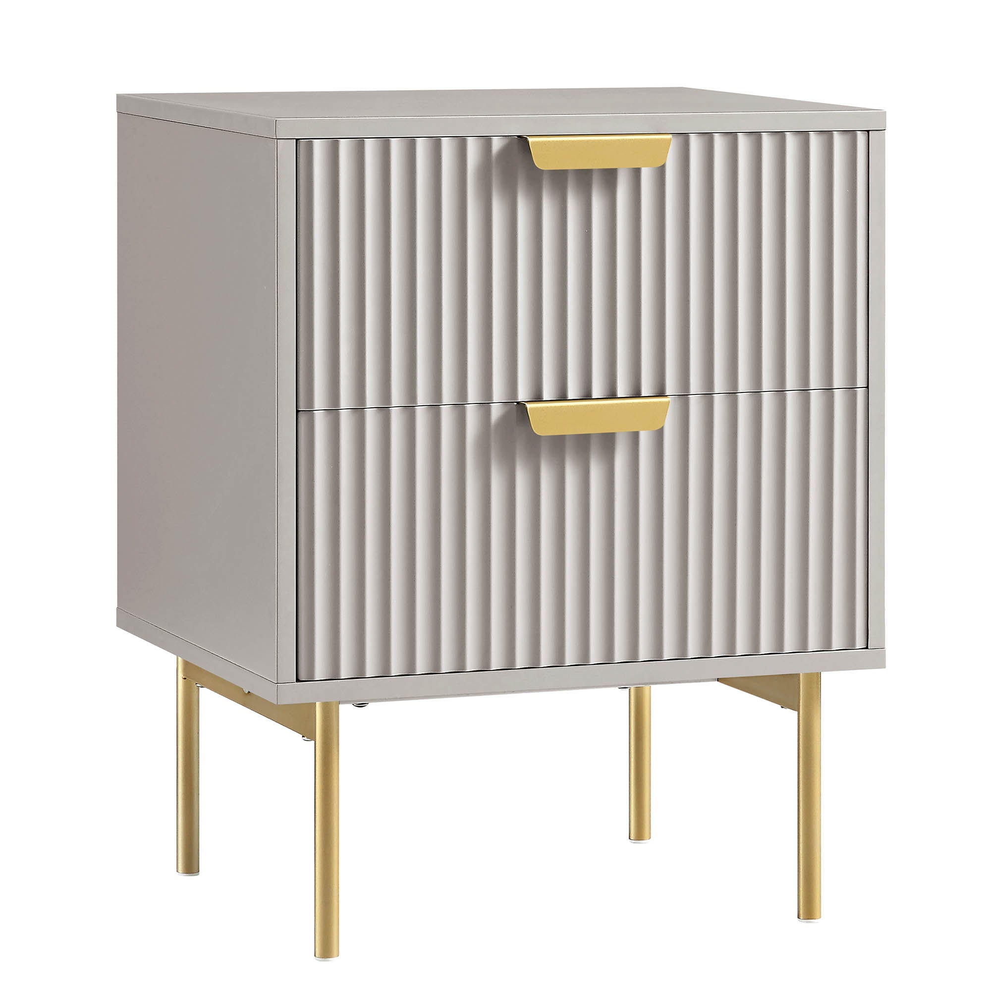 Richmond Ridged 2 Drawer Bedside Table, Matte Taupe