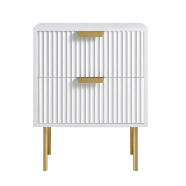 Richmond Ridged 2 Drawer Bedside Table, Matte White