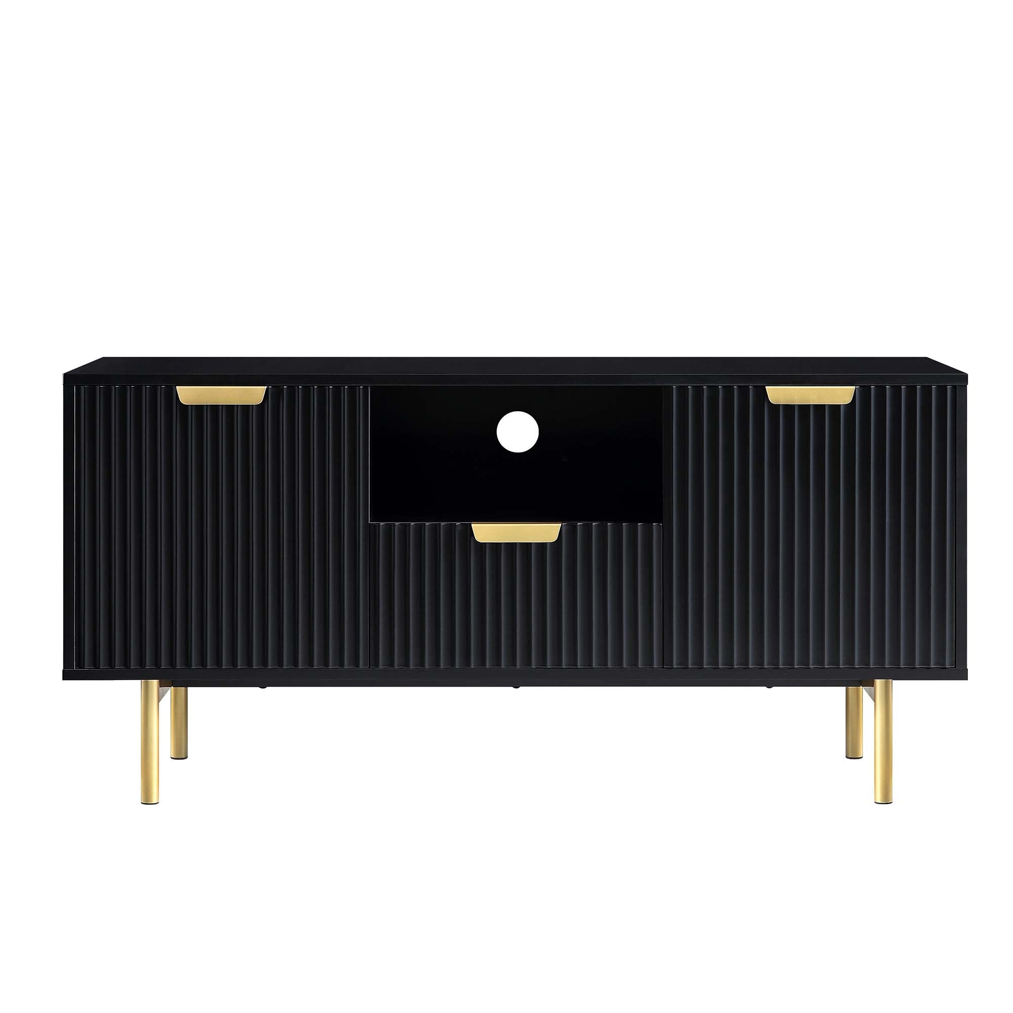 Richmond Ridged 120cm Wide TV Media Unit, Matte Black