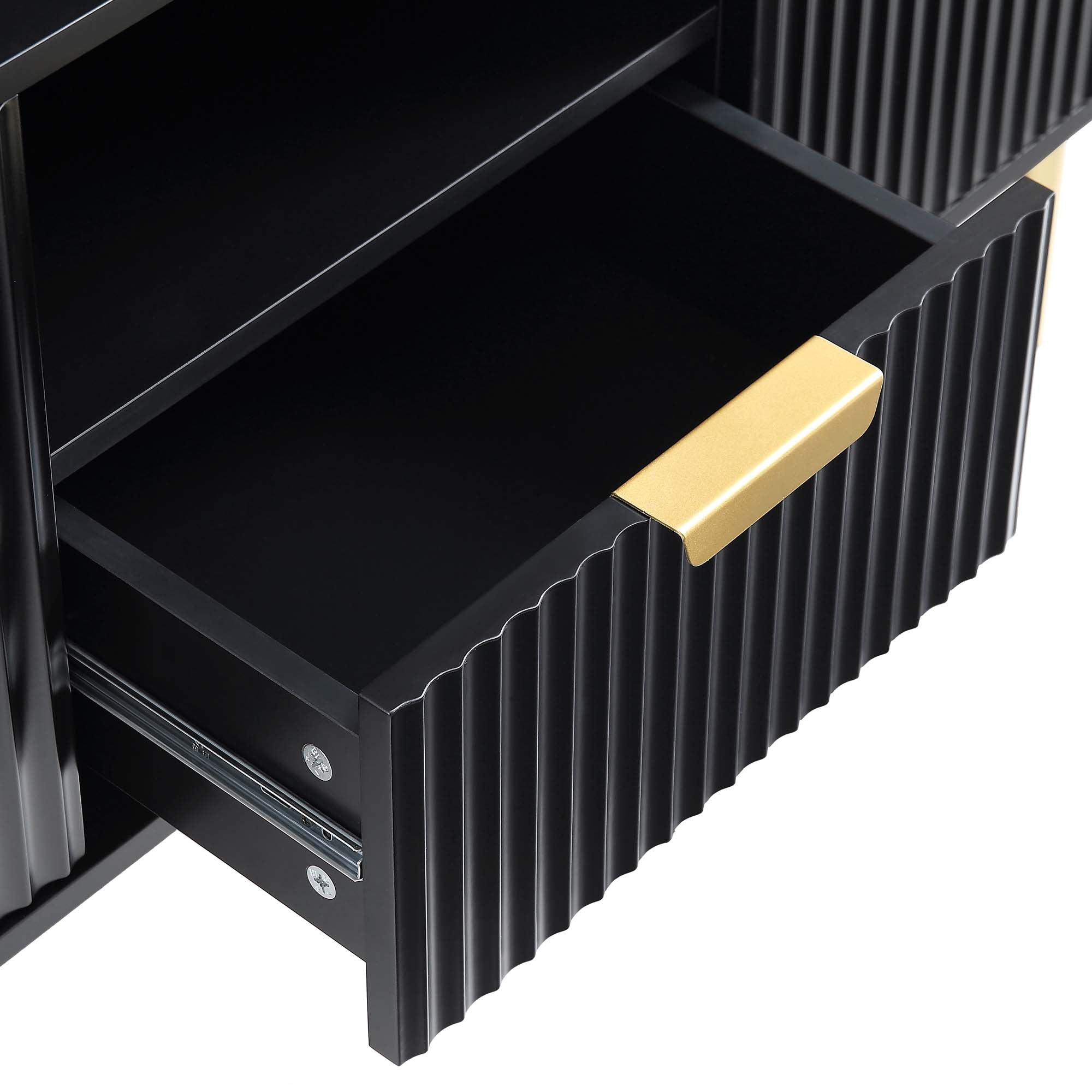 Richmond Ridged 120cm Wide TV Media Unit, Matte Black
