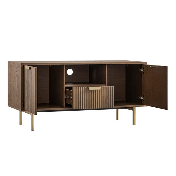 Richmond Ridged 120cm Wide TV Media Unit, Dark Ash