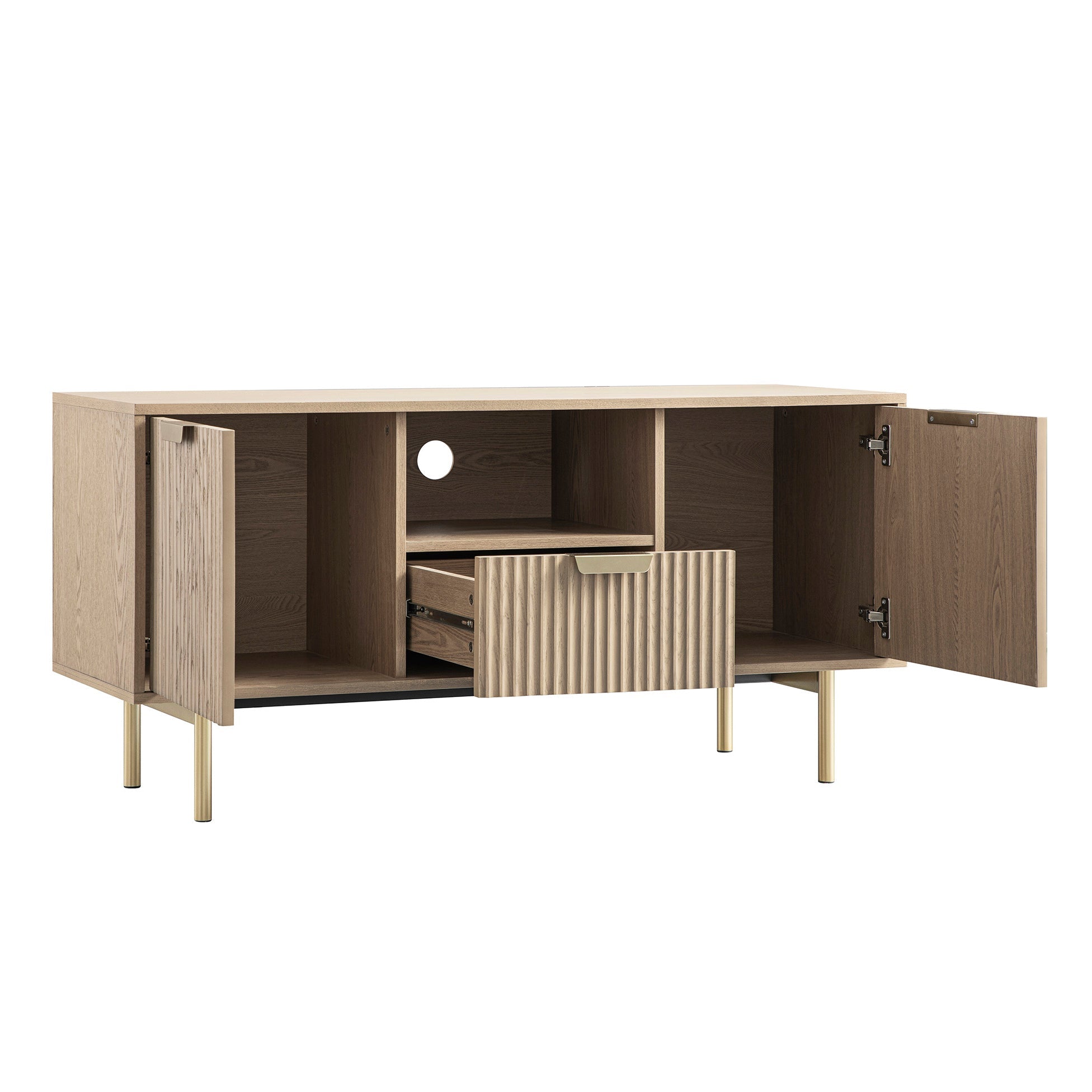 Richmond Ridged 120cm Wide TV Media Unit, Light Ash