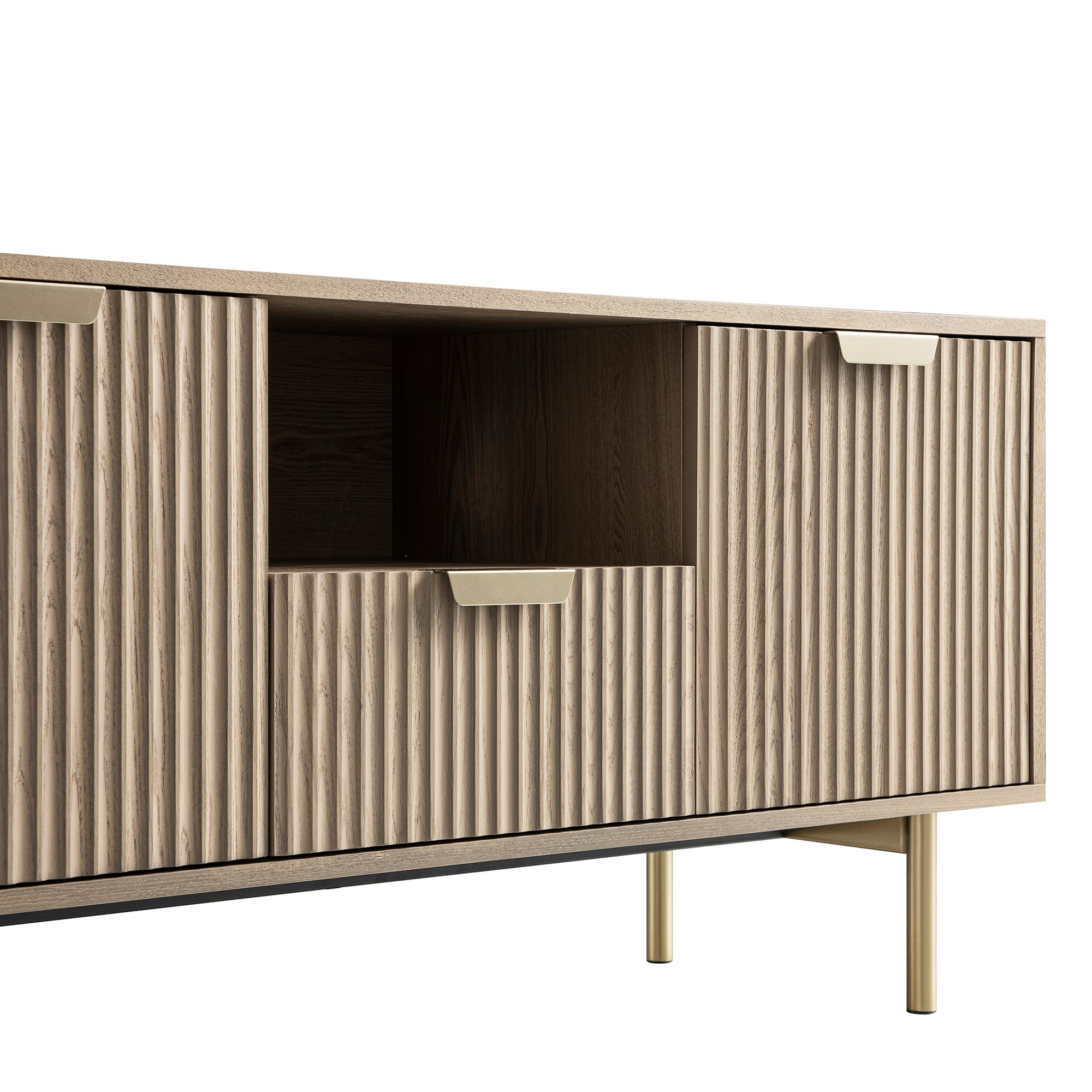 Richmond Ridged 120cm Wide TV Media Unit, Light Ash