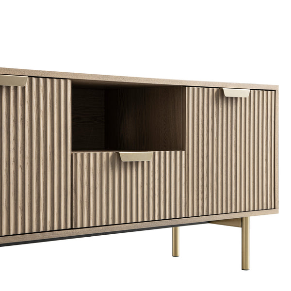 Richmond Ridged 120cm Wide TV Media Unit, Light Ash