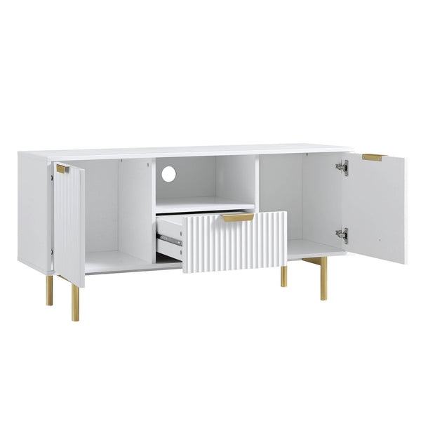 Richmond Ridged 120cm Wide TV Media Unit, Matte White