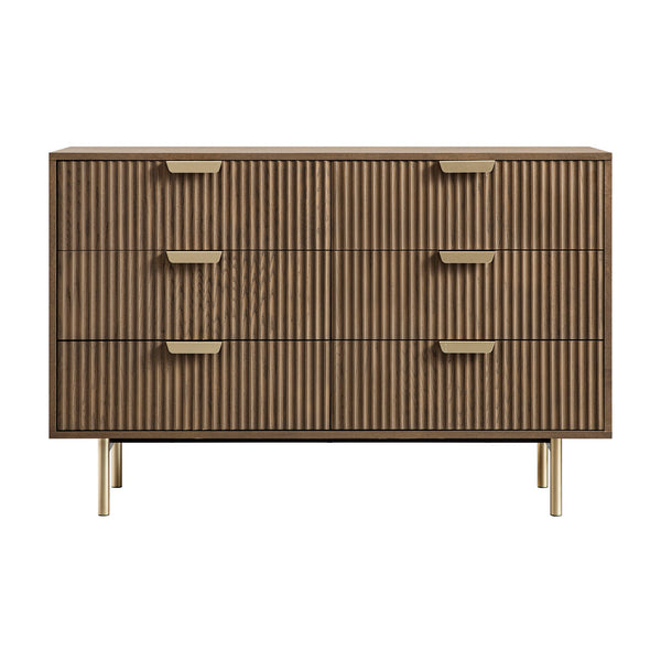 Richmond Ridged Wide Chest of 6 Drawers, Dark Ash