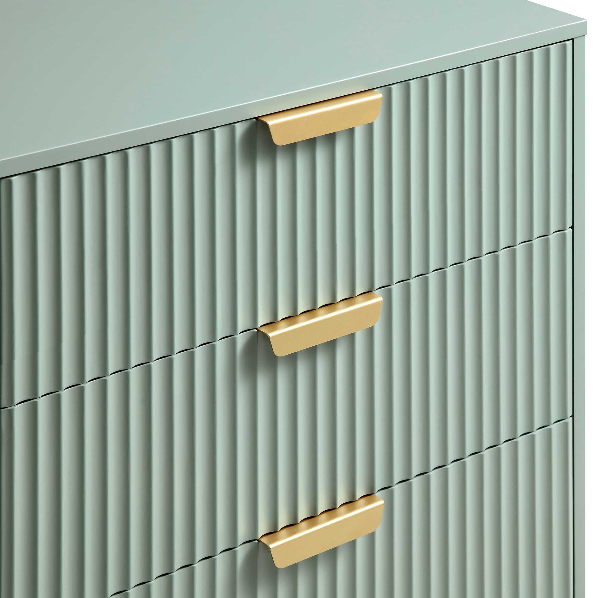 Richmond Ridged Wide Chest of 6 Drawers, Matte Sage Green