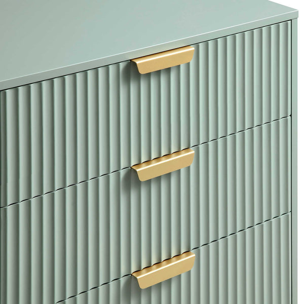 Richmond Ridged Wide Chest of 6 Drawers, Matte Sage Green