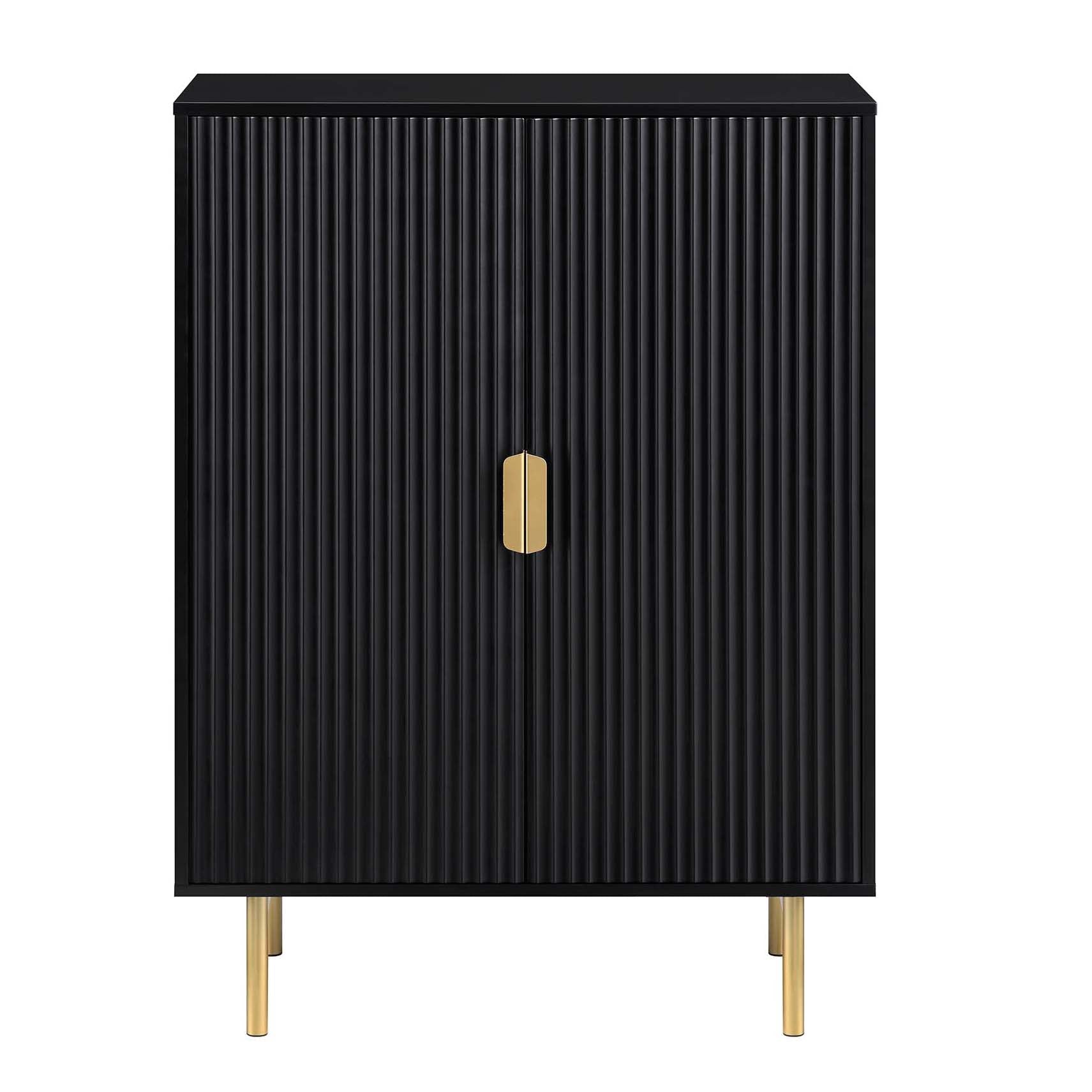 Richmond Ridged Highboard Storage Cabinet, Matte Black