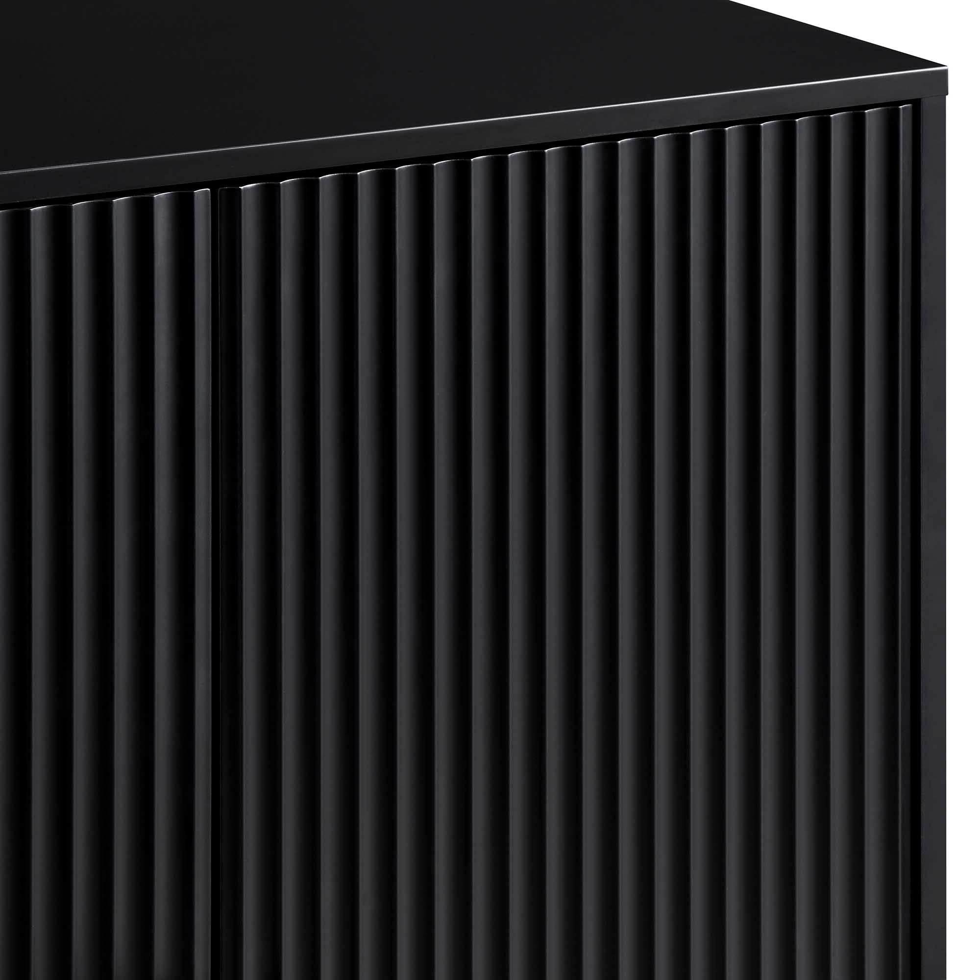 Richmond Ridged Highboard Storage Cabinet, Matte Black