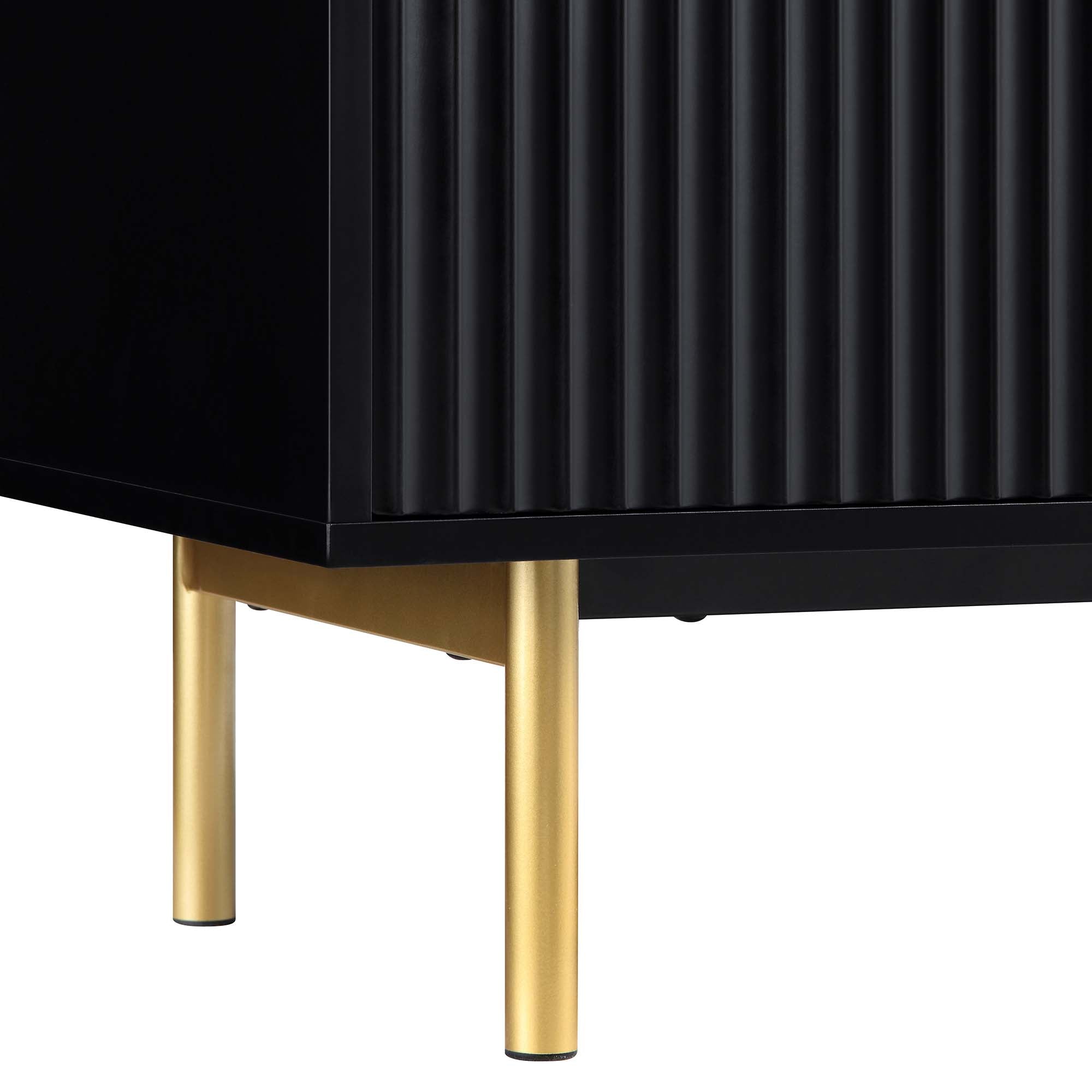 Richmond Ridged Highboard Storage Cabinet, Matte Black