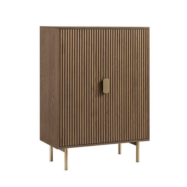 Richmond Ridged Highboard Storage Cabinet, Dark Ash