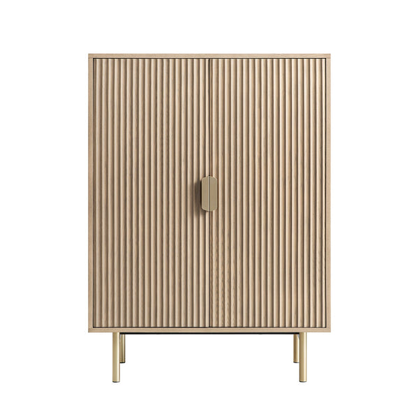 Richmond Ridged Highboard Storage Cabinet, Light Ash