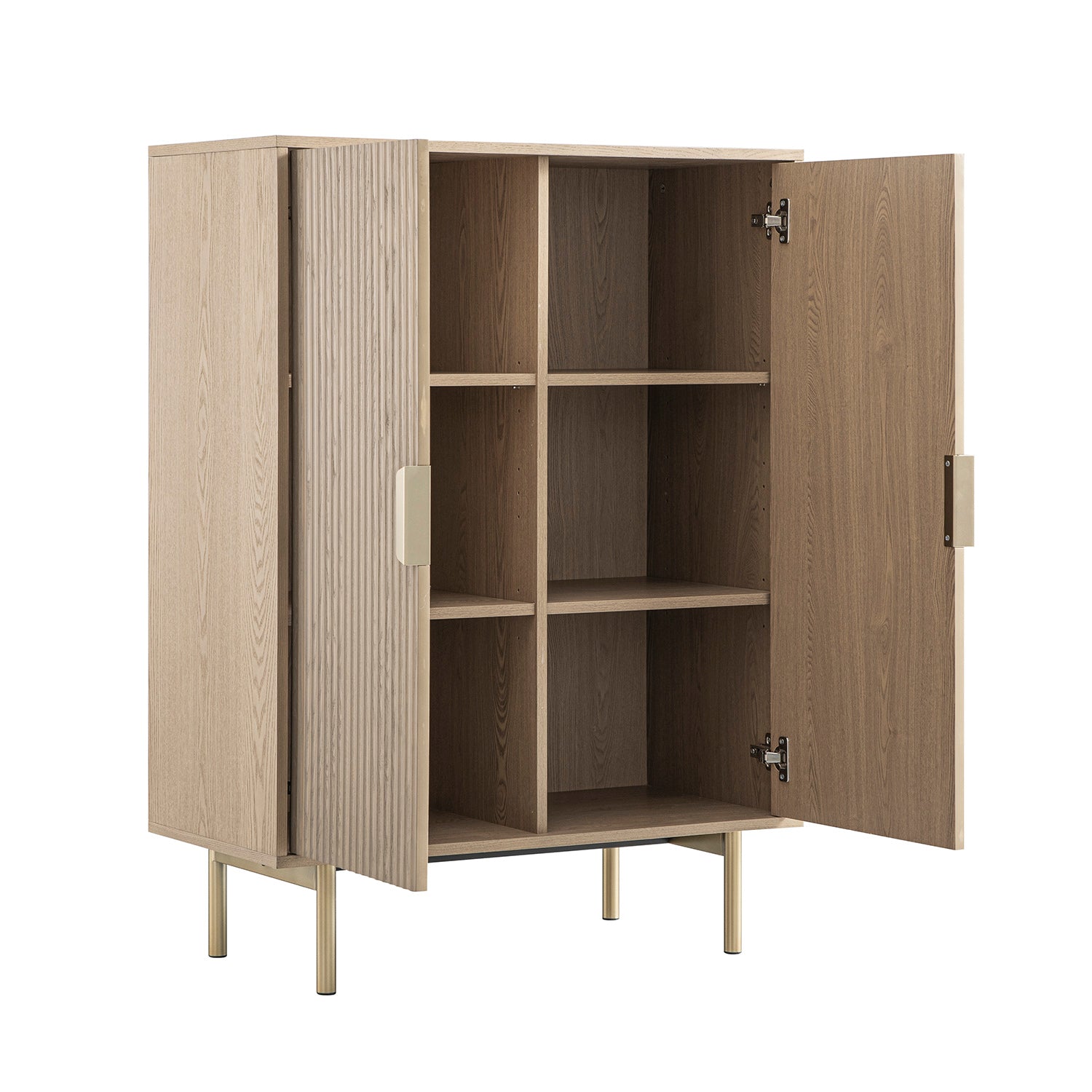 Richmond Ridged Highboard Storage Cabinet, Light Ash