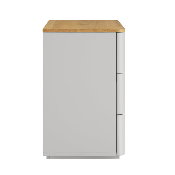 Agnes Curved Edge Chest of 3 Drawers, Dove Grey with Oak Top