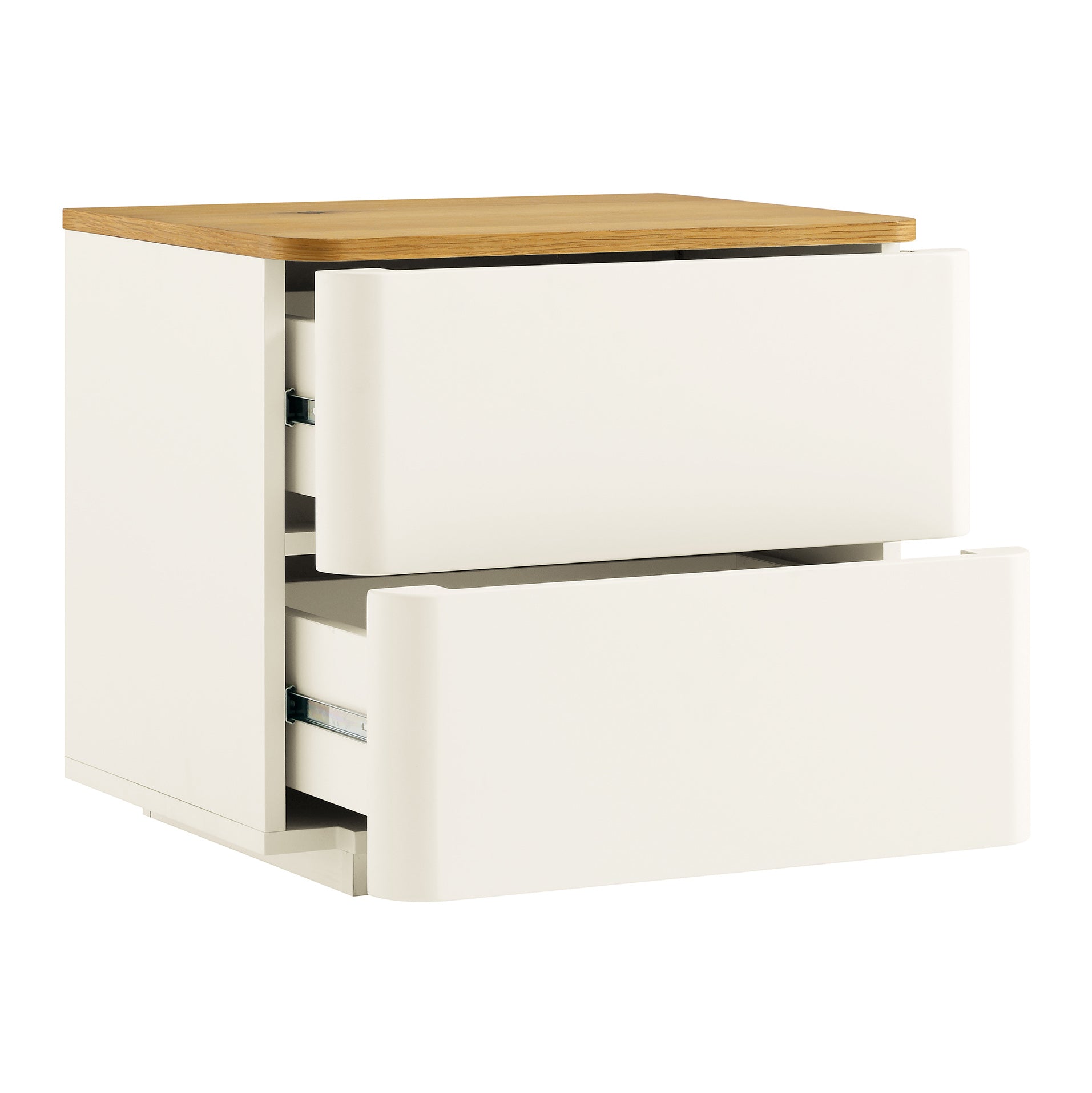 Agnes Curved Edge 2 Drawer Bedside Table, White