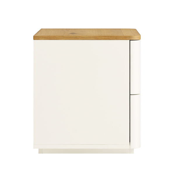 Agnes Curved Edge 2 Drawer Bedside Table, White