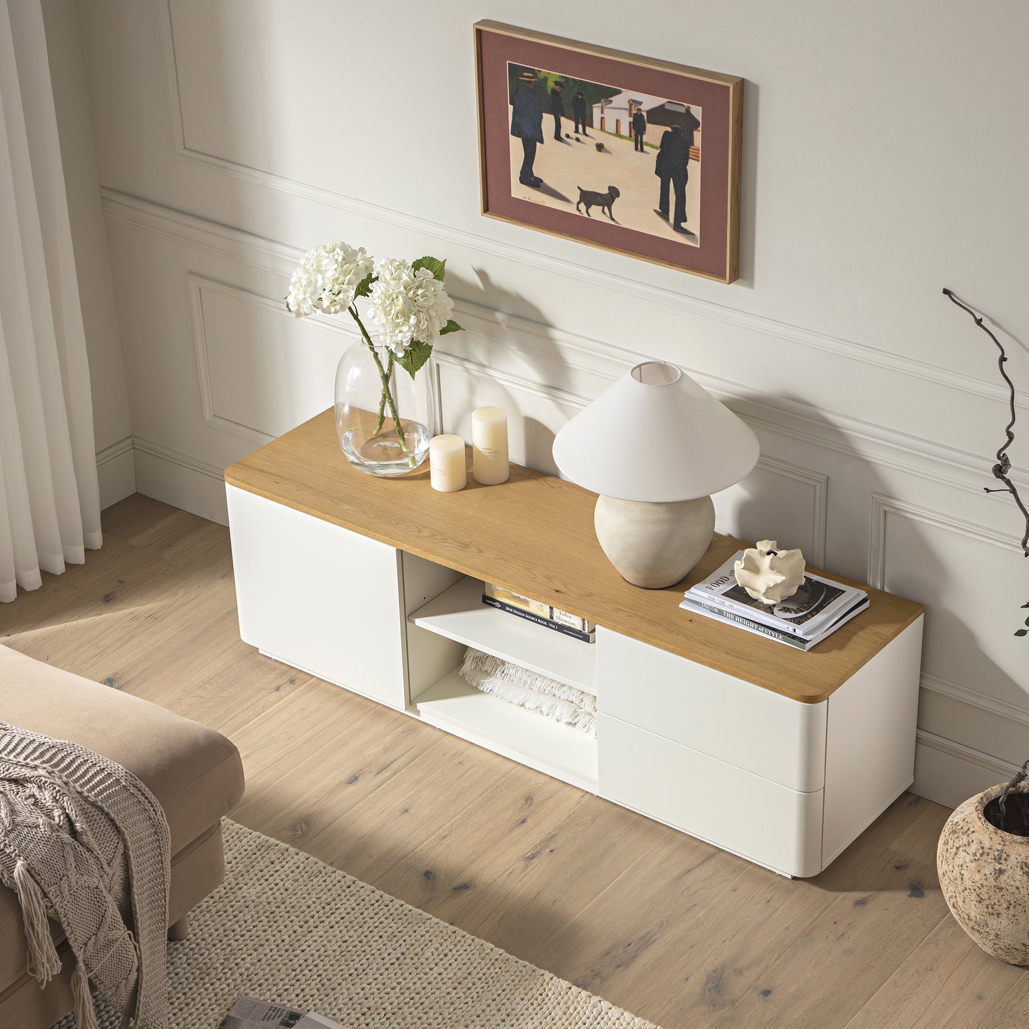 Agnes Curved Edge 150cm Wide TV Unit, White