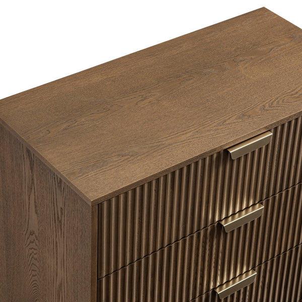 Richmond Ridged Chest of 5 Drawers, Dark Ash