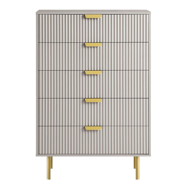 Richmond Ridged Chest of 5 Drawers, Matte Taupe