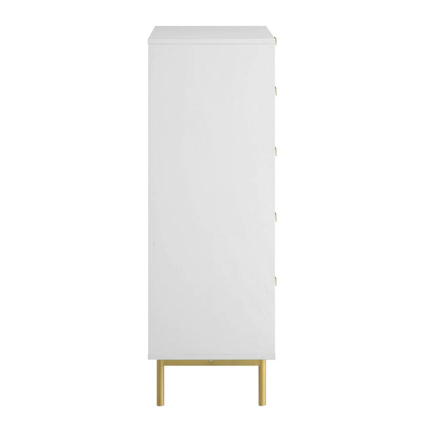 Richmond Ridged Chest of 5 Drawers, Matte White