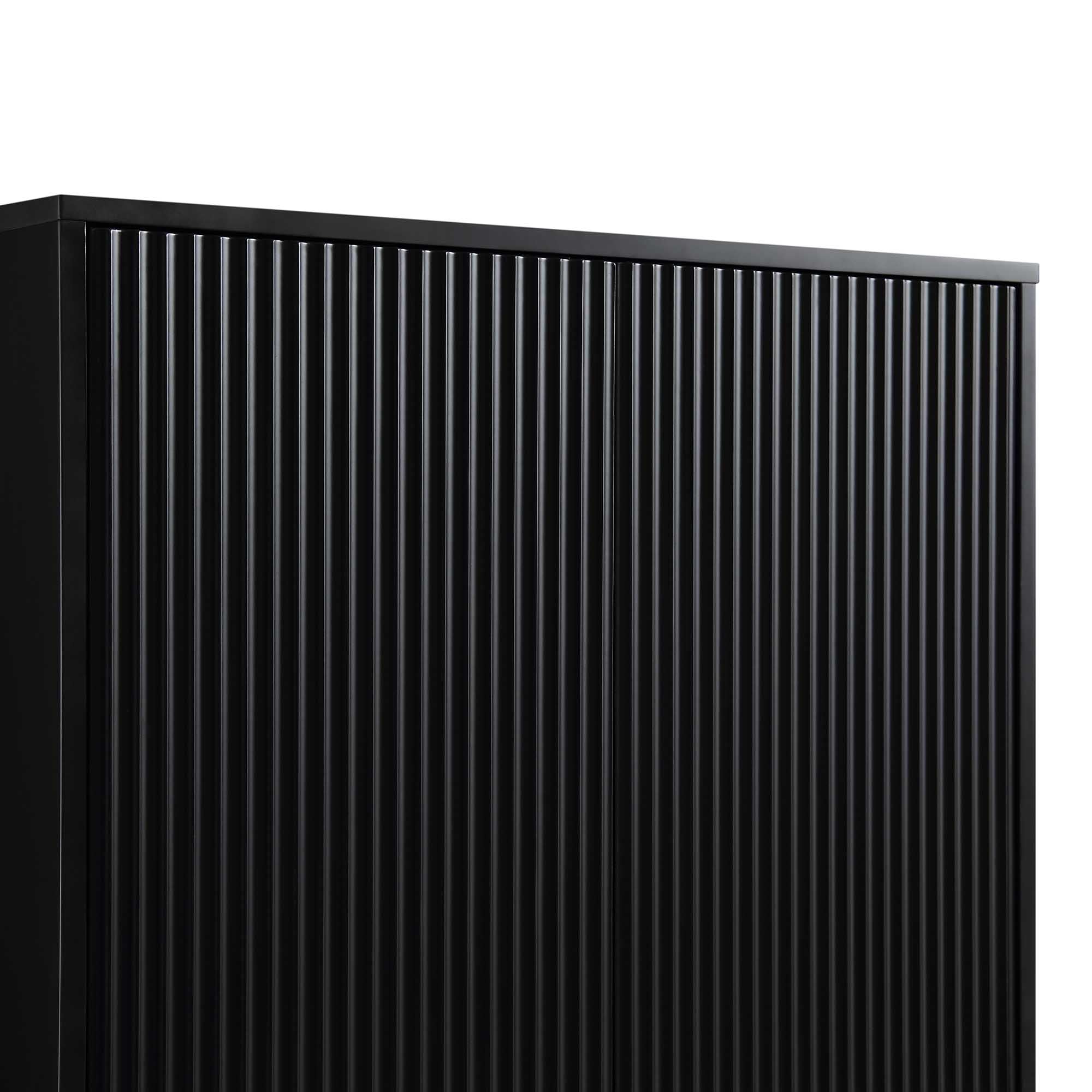 Richmond Ridged Double Wardrobe with Drawer, Matte Black
