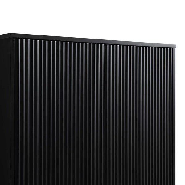 Richmond Ridged Double Wardrobe with Drawer, Matte Black