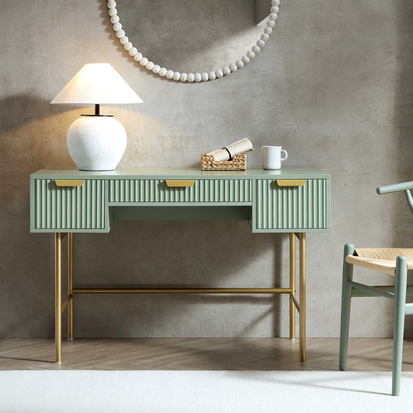Richmond Ridged Dressing Table, Matte Sage Green