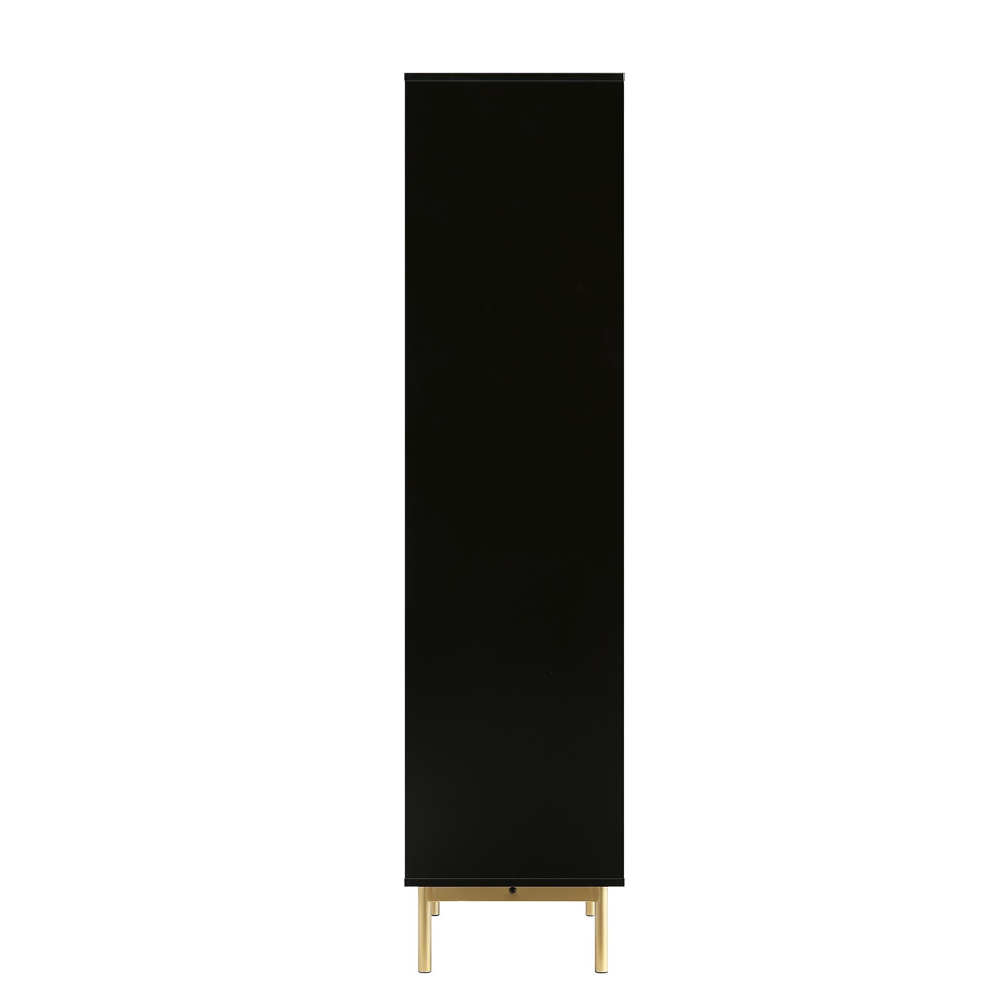 Richmond Ridged Tall Bookcase with Doors, Matte Black