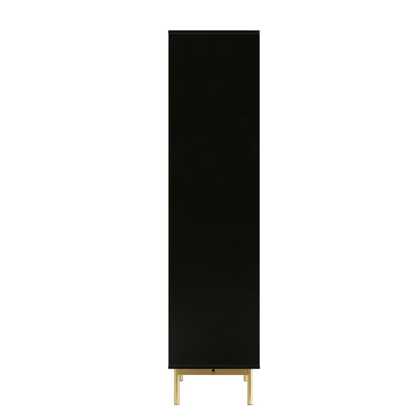 Richmond Ridged Tall Bookcase with Doors, Matte Black