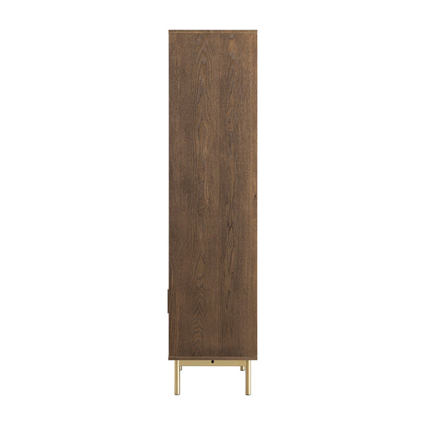 Richmond Ridged Tall Bookcase with Doors, Dark Ash
