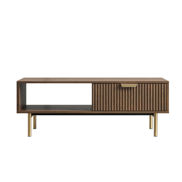 Richmond Ridged Coffee Table with Drawer, Dark Ash
