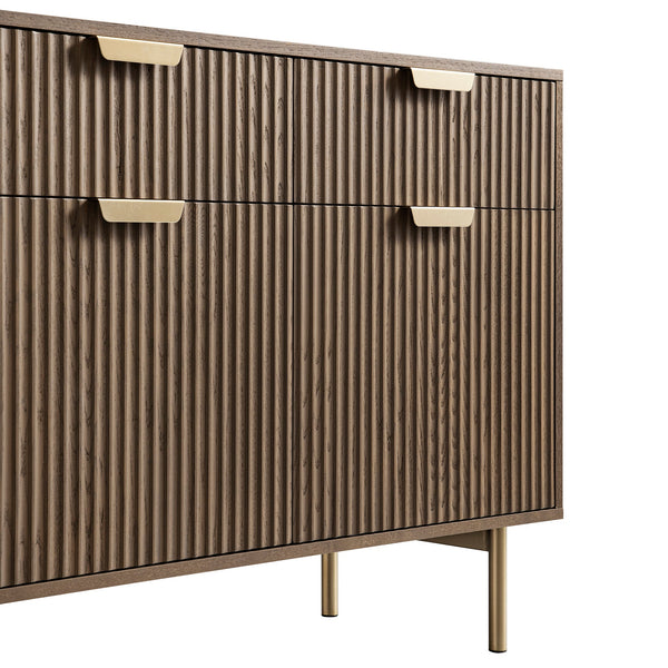 Richmond Ridged 2-Door Cabinet with Drawers, Dark Ash