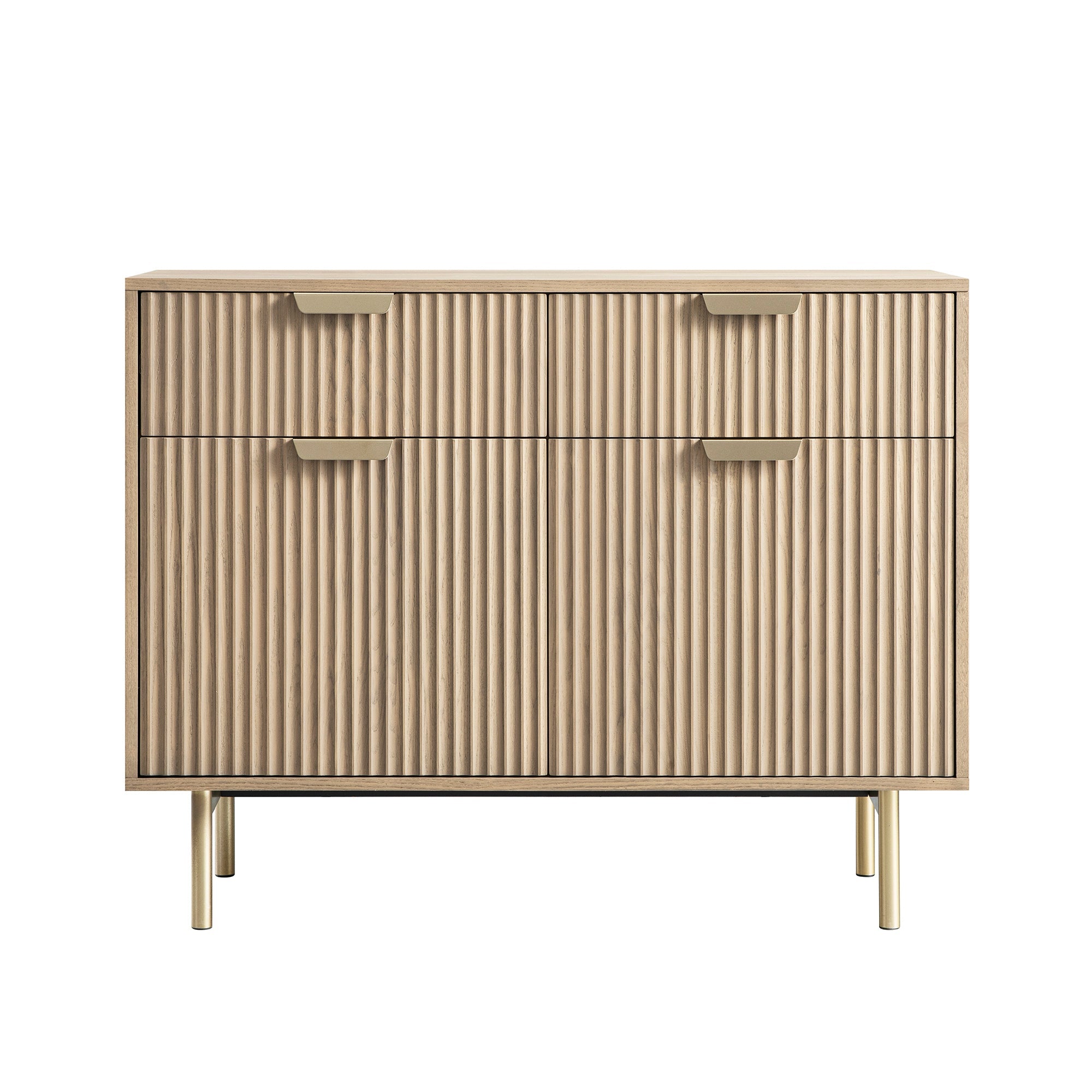 Richmond Ridged 2-Door Cabinet with Drawers, Light Ash