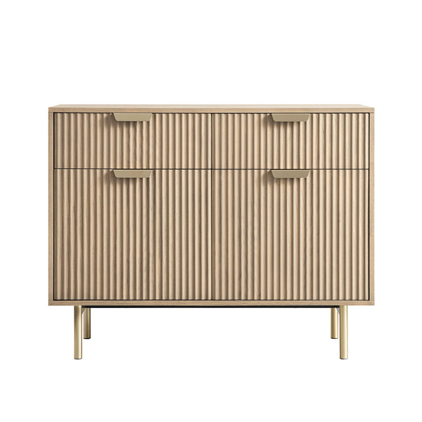Richmond Ridged 2-Door Cabinet with Drawers, Light Ash