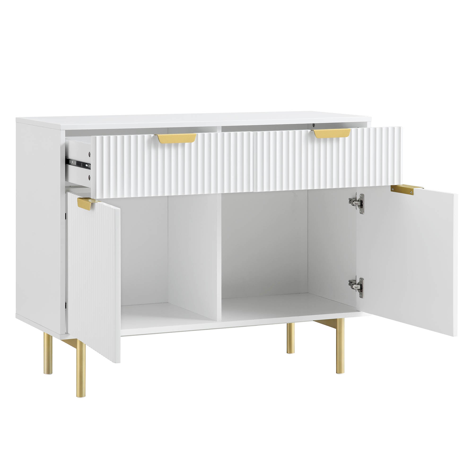 Richmond Ridged 2-Door Cabinet with Drawers, Matte White
